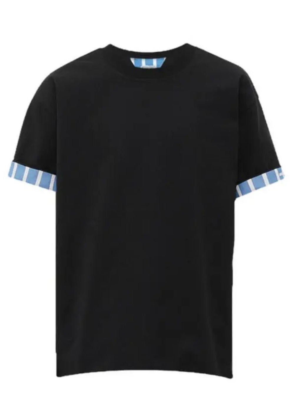 Bottega Vaneta Crewneck T‑Shirt with Blue Stripe Trim